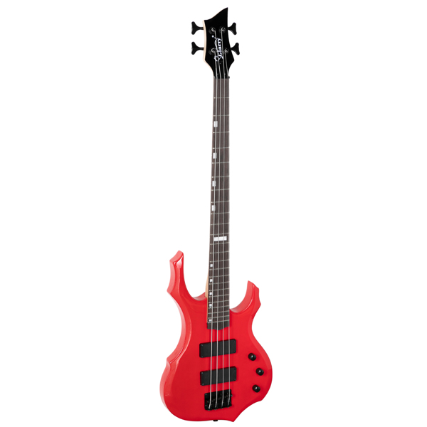 【Do Not Sell on Amazon】Full Size Glarry 4 String Burning Fire enclosed H-H Pickup Electric Bass Guitar with 20W Amplifier Bag Strap Connector Wrench Tool Red