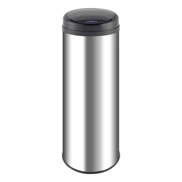 Smart Trash Can Cylindrical  Ordinary Mirror Barrel Body Φ30.5x78 Stainless Steel ABS Material Waterproof Black Induction Type Automatic