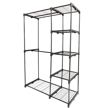 Portable Practical Five-tier Wardrobe without Cloth Cover Black