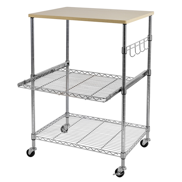 3-Tier Wire Rolling Kitchen Cart