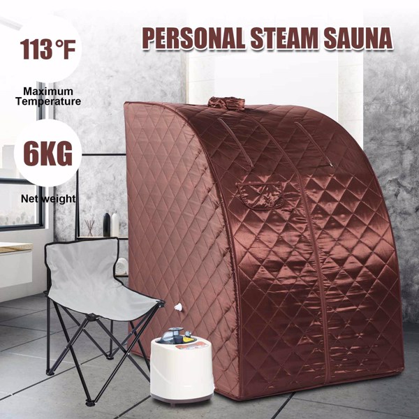 2L Portable Steam Sauna Tent Spa Slimming Loss Weight Full Body Detox Therapy Brown