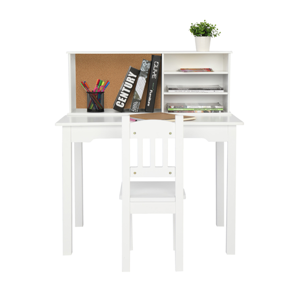 Painted Student Table and Chair Set A, White, 5-layer Desktop, Multifunctional (80*50*88.5cm)