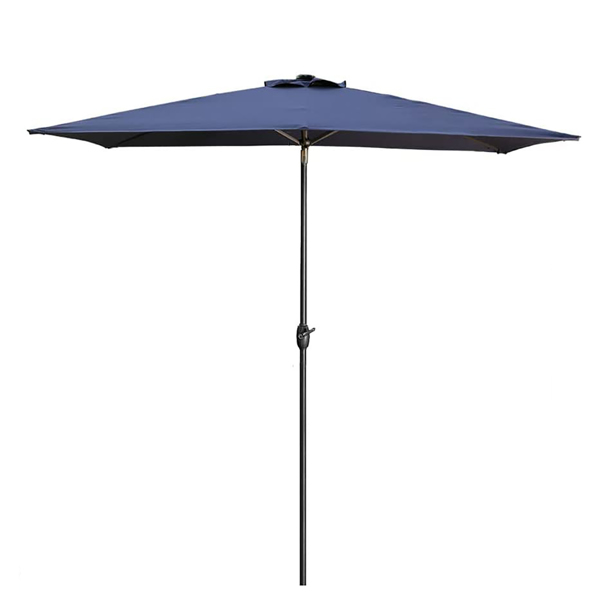10 x 6.5FT Rectangular Patio Table Umbrella, Adjustable, Crank lifting, Tilt, UV-Protective, Water-Proof Garden Pool Deck Pool Umbrella, with 1.5’’ Rod and 6 Ribs-Blue.