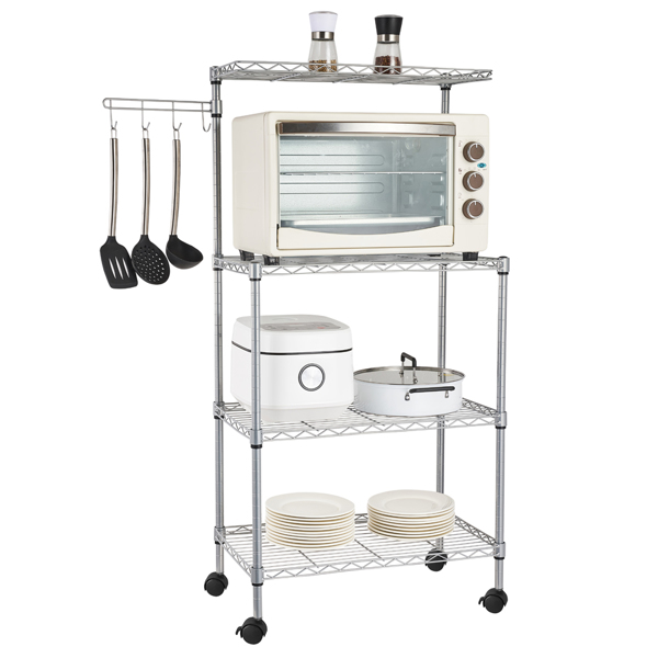 US 4Tier Kitchen Bakers Rack Microwave Oven Stand Storage Cart Workstation Shelf