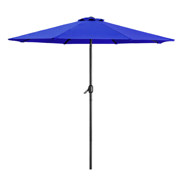 9FT Blue Patio Umbrella Pool Umbrella Table Umbrella with Push Button Tilt and Crank, 8 Steel Ribs, Polyester