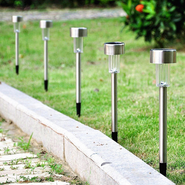 5 Pcs Fashion Outdoor Stainless Steel Colorful Light Solar Power Garden Lamp