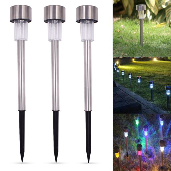 5 Pcs Fashion Outdoor Stainless Steel Colorful Light Solar Power Garden Lamp