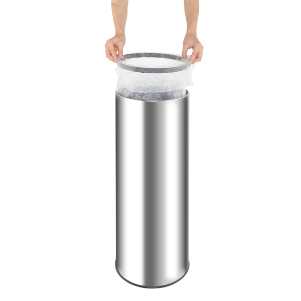 Smart Trash Can Cylindrical  Ordinary Mirror Barrel Body Φ30.5x78 Stainless Steel ABS Material Waterproof Black Induction Type Automatic