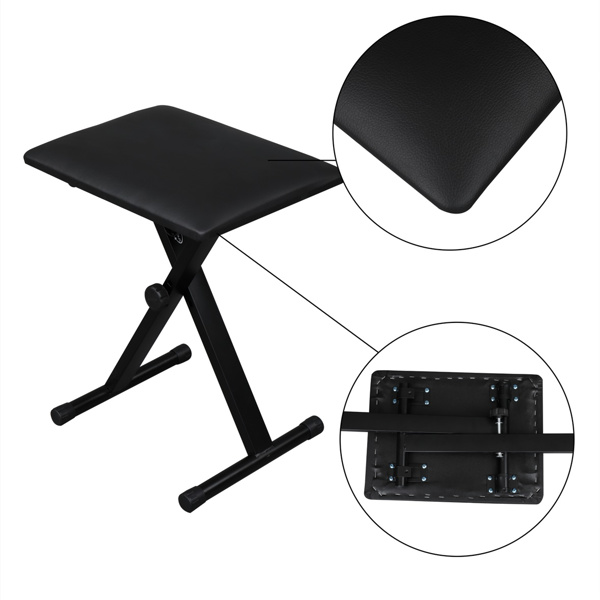 【Do Not Sell on Amazon】Glarry Dual-tube X-Shape Keyboard Stand and Folding Piano Bench Stool Seat