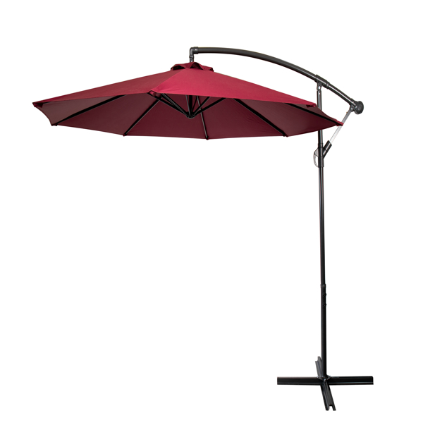 3M Garden Parasol, Patio Umbrella with 8 Sturdy Ribs, Outdoor Sunshade Canopy with Crank and Tilt Mechanism UV Protection Patio and Balcony Red