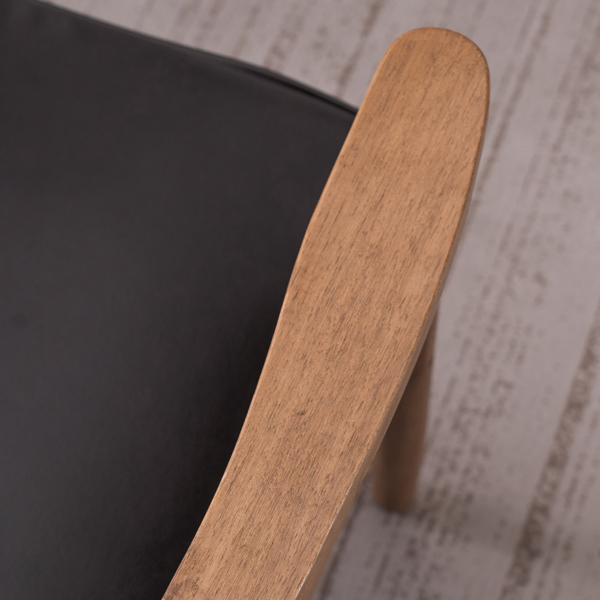 单人座 A款靠背拉点实木扶手 棕色PU 复古风 室内休闲椅 -34