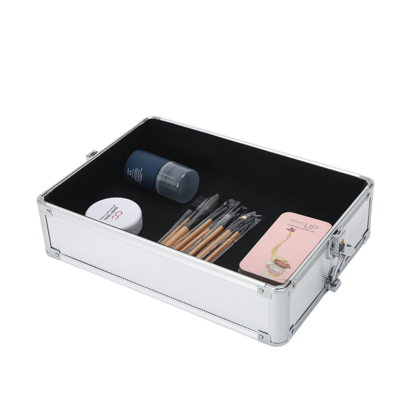 4-in-1 Draw-bar Style Interchangeable Aluminum Rolling Makeup Case Silver