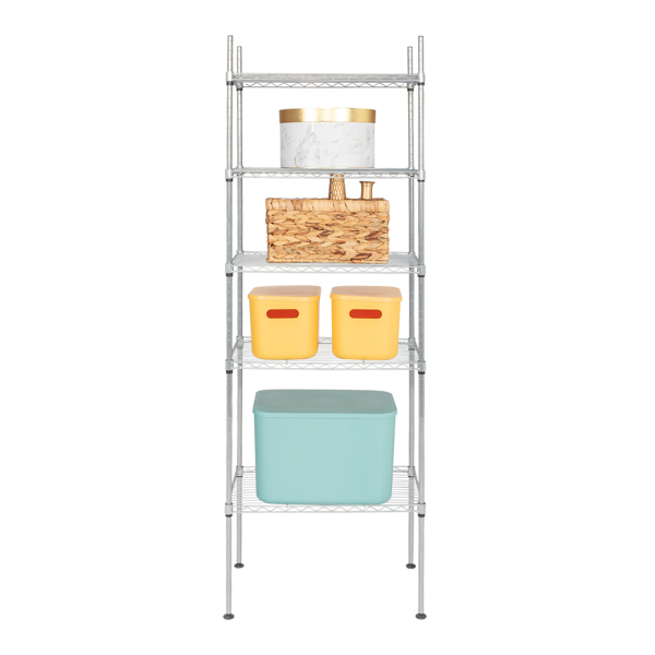 5 Tier Silver Metal Storage Rack