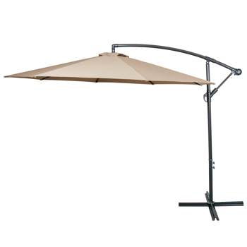 3M Garden Parasol, Patio Umbrella with 8 Sturdy Ribs, Outdoor Sunshade Canopy with Crank and Tilt Mechanism UV Protection Patio and Balcony Khaki