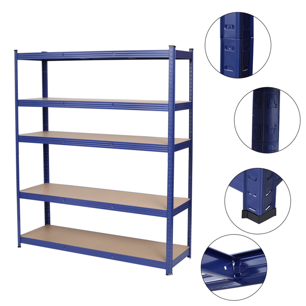 Heavy Duty Metal Garage Shelving Unit Shed Storage Shelves Boltless Shelf Rack Blue