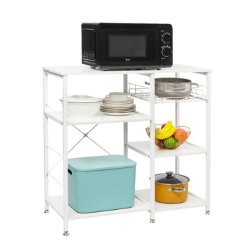 3-Tier Industrial Kitchen Baker\\'s Rack Utility Microwave Oven Stand Storage Cart Workstation Shelf, White