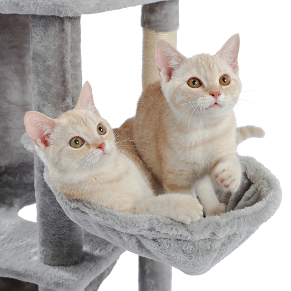 Cat Tree Tall Cat Tower for Indoor Cat 6 Levels Cat Condo House with Hammock, Double Condos, Sisal Covered Cat Scratching Posts and Ladder and Dangling Balls