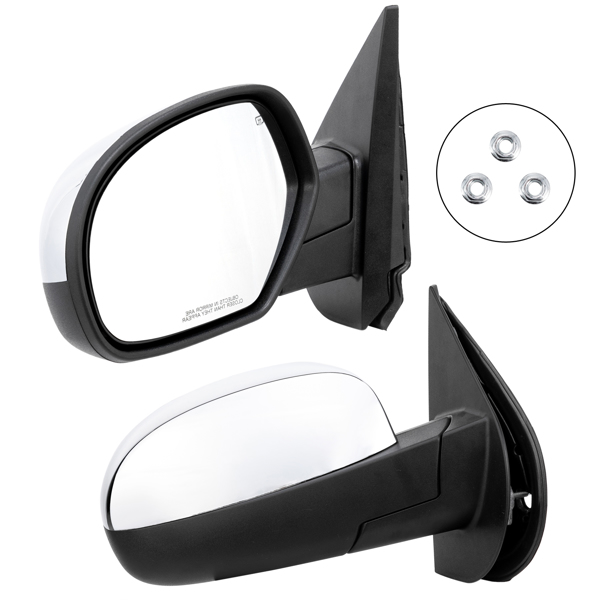 Power Mirrors Set fits Cadillac Chevy GMC SUV Pickup Pair Heated Chrome Covers