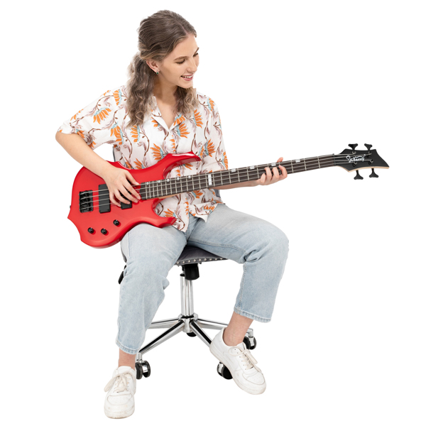 【Do Not Sell on Amazon】Full Size Glarry 4 String Burning Fire enclosed H-H Pickup Electric Bass Guitar with 20W Amplifier Bag Strap Connector Wrench Tool Red