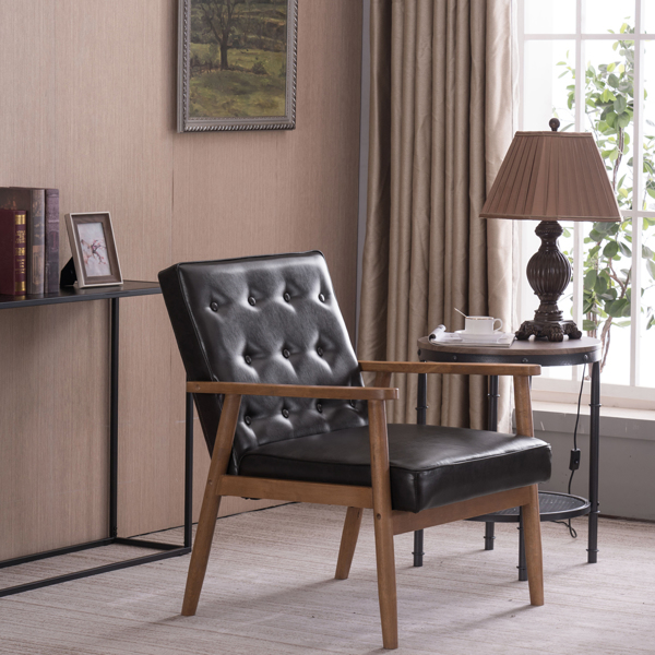 (75 x 69 x 84)cm Retro Modern Wooden Single Chair,Brown PU