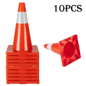 Oshion 10Pcs Traffic Cones 18\\" Orange Slim Fluorescent Reflective Road Safety Parking Cones 