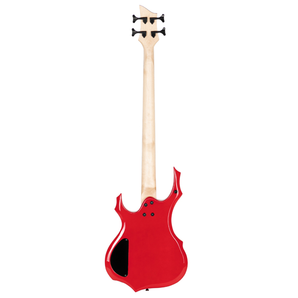 【Do Not Sell on Amazon】Full Size Glarry 4 String Burning Fire enclosed H-H Pickup Electric Bass Guitar with 20W Amplifier Bag Strap Connector Wrench Tool Red