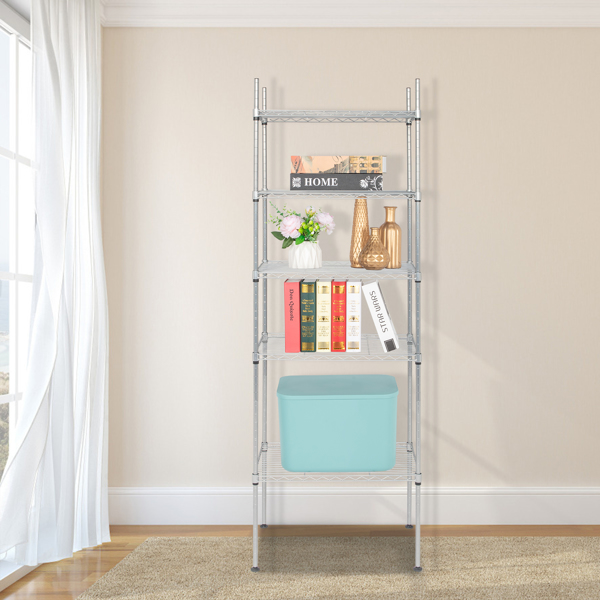 5 Tier Silver Metal Storage Rack