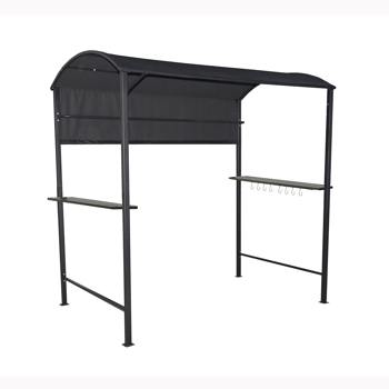 7x4.5Ft Outdoor Grill Gazebo BBQ Canopy With Side Awning,2 Exterior Serving Shelves And 8 Hooks,Suitable for Patio Lawn Backyard [Weekend can not be shipped, order with caution]