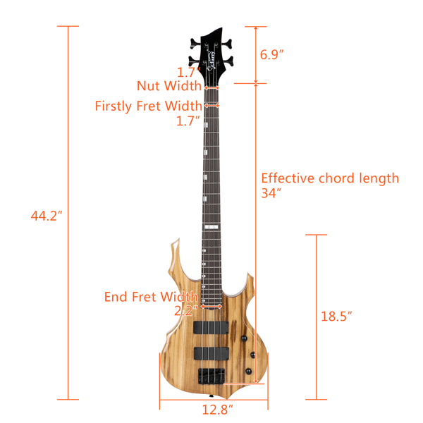 【Do Not Sell on Amazon】Full Size Glarry 4 String Burning Fire enclosed H-H Pickup Electric Bass Guitar with 20W Amplifier Bag Strap Connector Wrench Tool Burlywood