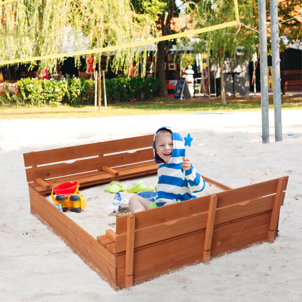 Wooden Sandbox  Kids Outdoor Backyard Bench Play Sand Box