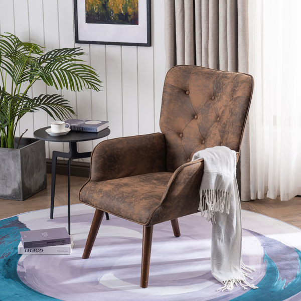 Simple Nordic Style Backrest Pull Point Flannel Soft Bag Indoor Lounge Chair Brown