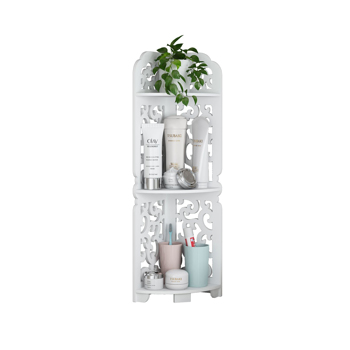 3 Tier White Wooden Corner Shelf Unit Home Decor Bathroom Storage Unit Furniture