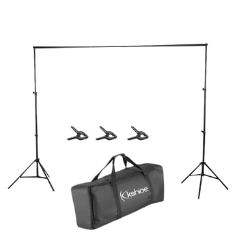 Kshioe 2*2M Backdrop Support Stand Set 3 Fish Mouth Clips Black