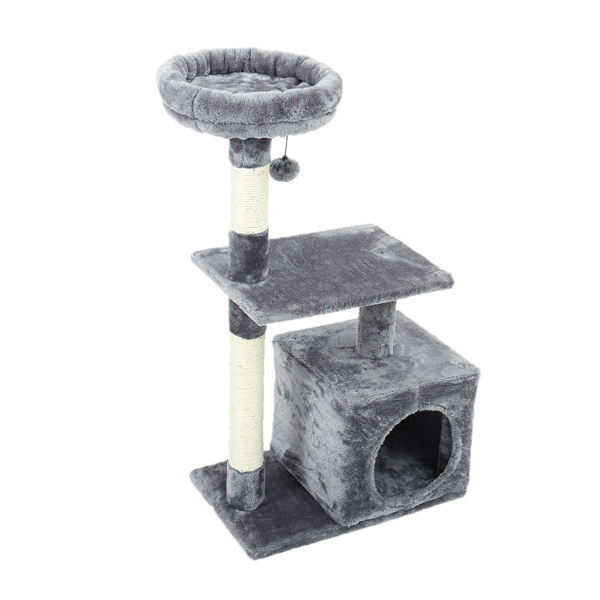 Cat Tree, Kitty Toy Cat Scratching Post Natural Sisals Kitten Activity Tower Condo Stand Luxury Furniture for Small Cats Gray