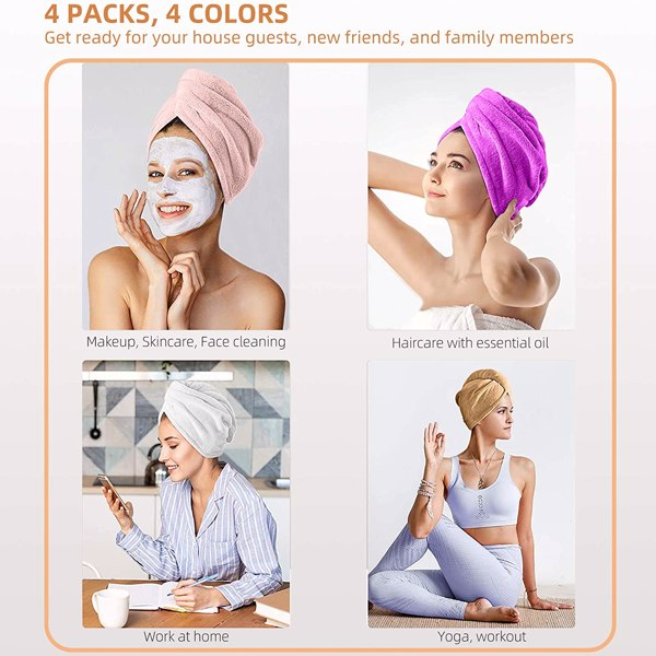 【Bans sale on Walmart】 Hair Towel Wrap, 4+1 Packs Microfiber Hair Towel Hair Turbans for Wet Hair, Ultra Absorbent Fast Hair Drying Towel for Women, Extra 10 PCS Gifts