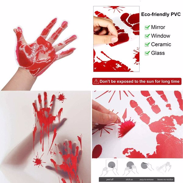 【Bans sale on Walmart】 138 Pcs Plus Size Halloween Bloody Footprints Handprint Decal, Halloween Window Decoration, Bloody Handprint Decal, Halloween Wall Decor, Removable Template Showcase Clings