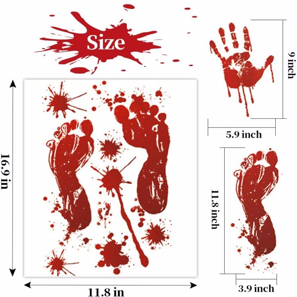 【Bans sale on Walmart】 138 Pcs Plus Size Halloween Bloody Footprints Handprint Decal, Halloween Window Decoration, Bloody Handprint Decal, Halloween Wall Decor, Removable Template Showcase Clings