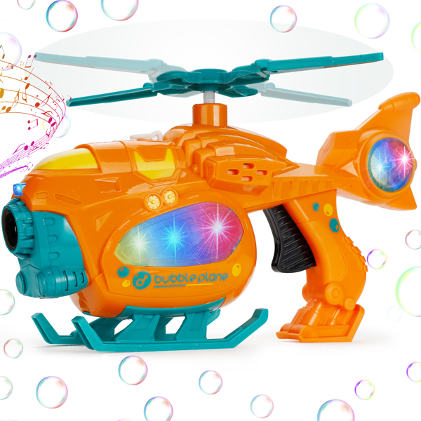 (ABC)Bubble Gun Bubble Machine for Toddlers, 2000+ Bubbles Per Minute, Helicopter Bubble Maker with Light and Music, for Kids Summer Outdoor Toys, Birthday Gifts(Prohibited Product on Amazon)