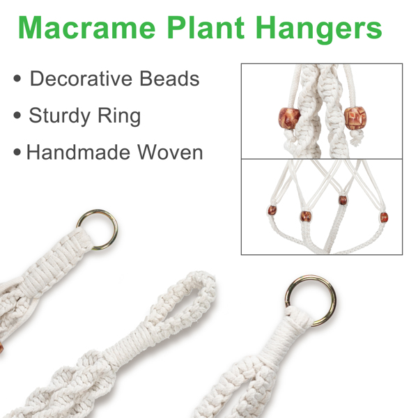 5 Packs Macrame Plant Hangers with 5 Hooks, Different Tiers, Handmade Cotton Rope Hanging Planters Set Flower Pots Holder Stand, for Indoor Outdoor Boho Home Decor