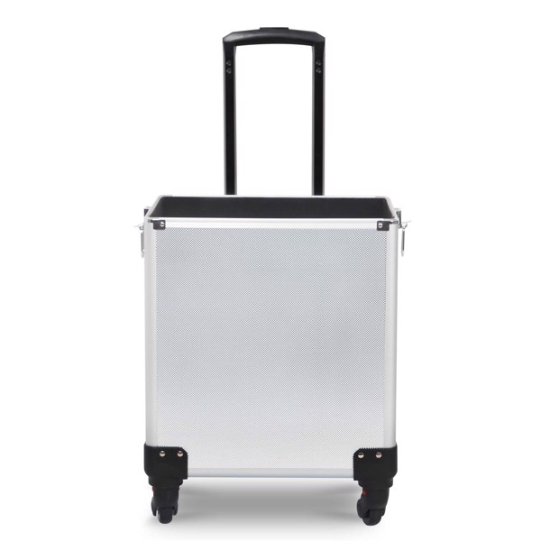 4 in 1 Rolling Makeup Case Makeup Trolley Case With Wheels Makeup Travel Case Organizer (SILVER)