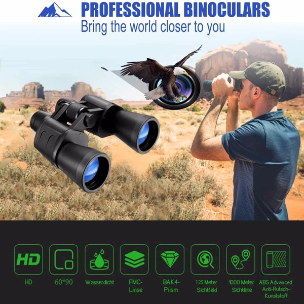 【Bans sale on Walmart】 60x90 Binoculars for Adults Waterproof Binoculars for Bird Watching, Professional Binoculars Telescope Gifts Cool Stuff for Men& Women, Travel, Watching Outdoor Sports, Concerts