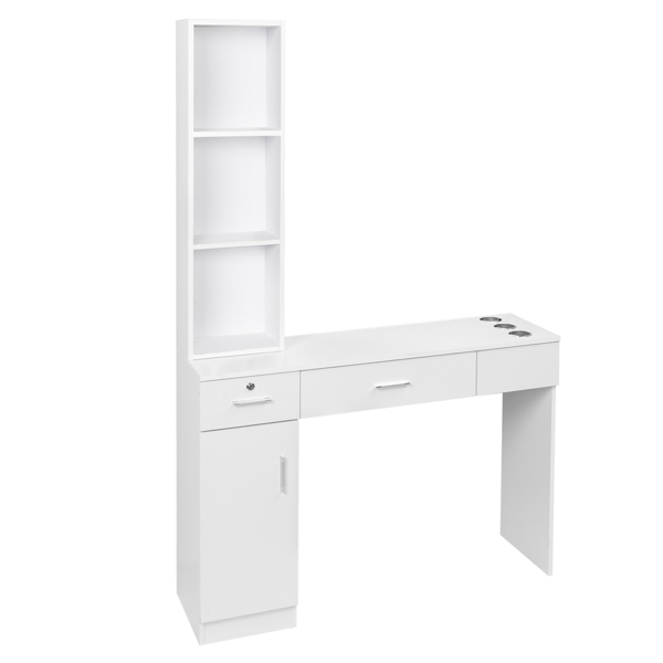 15 Cm E0 Particleboard Pitted Surface 1 Door 2 Drawers 3 Layer Rack With Legs Hairdressing Cabinet With Lock Salon Cabinet White