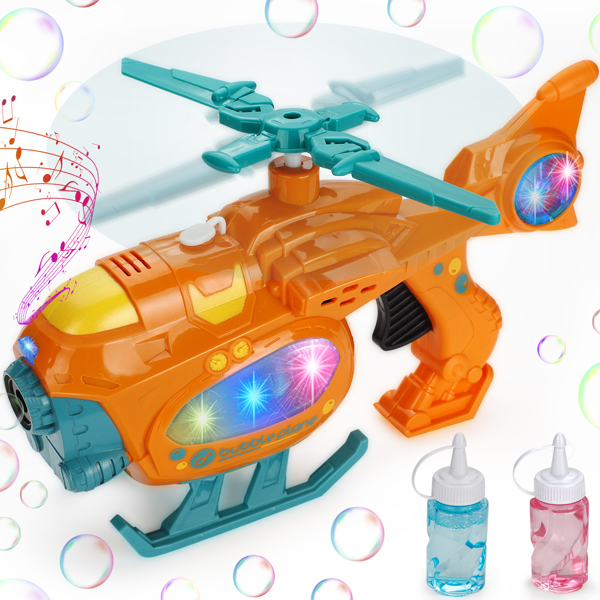 (ABC)Bubble Gun Bubble Machine for Toddlers, 2000+ Bubbles Per Minute, Helicopter Bubble Maker with Light and Music, for Kids Summer Outdoor Toys, Birthday Gifts(Prohibited Product on Amazon)