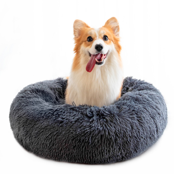 Pet Beds for Cats, Anti Anxiety Fluffy Dog Bed Cuddler with Anti-Slip & Water-Resistant Bottom, Washable Calming Dog Bed for Small Medium Pets 23.6 x 23.6 inch