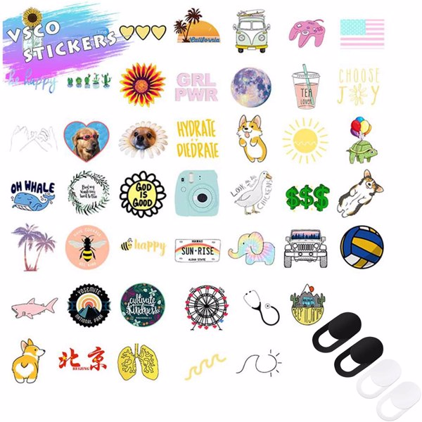 【Bans sale on Walmart】 VSCO Stickers for Hydroflasks, Farsaw Water Bottle Stickers for Teen Kids, Laptop Aesthetic Stickers w/ 4 Pcs Webcam Cover