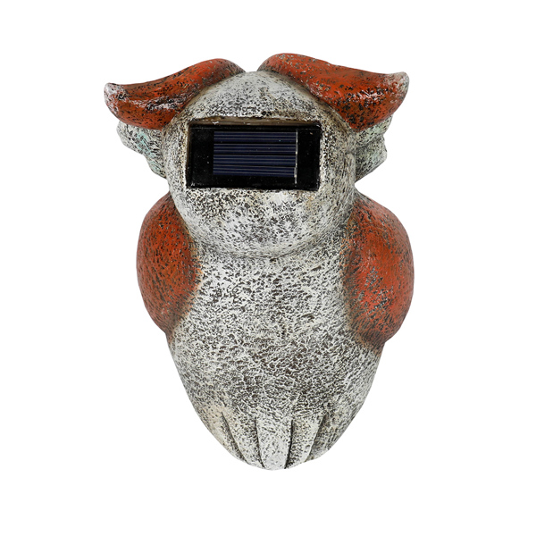 Garden Statue Owl Figurines,Solar Powered Resin Animal Sculpture with 5 Led Lights for Patio,Lawn, Garden Decor[Unable to ship on weekends, please place orders with caution]