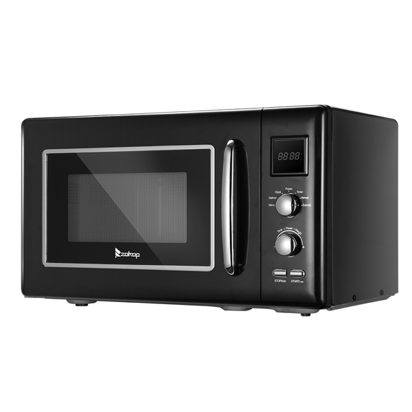 B25UXP45-A90 / Black 23L / 0.9cuft Retro Microwave With Display/Silver Handle