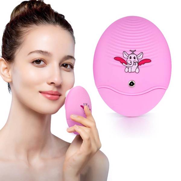 Dumbo cleansing instrument Electric Silicone Facial Vibration Face Washer Pink