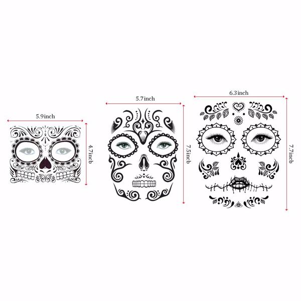 【Bans sale on Walmart】 12Pcs Halloween Face Tattoo Stickers Day Of The Dead Makeup Kit Sugar Skull Temporary Face Tattoo for Halloween Masquerade Party, Fashion Floral Skeleton Pattern