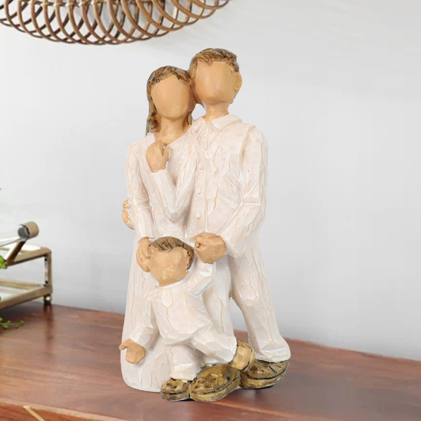 Three Members Family Sculpture Creative Family Figurines Resin Loving Family Statue Decor
